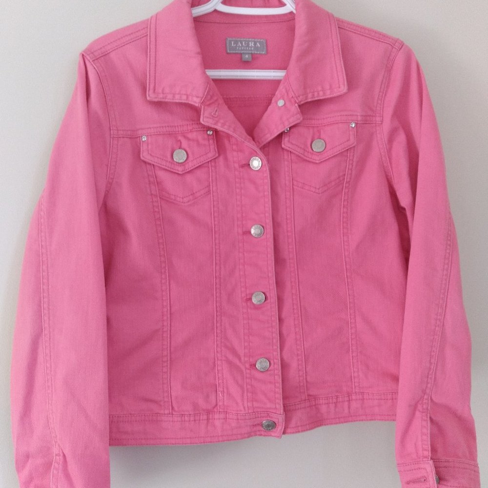 Super fun Pink Denim Jacket with a touch of Bling!